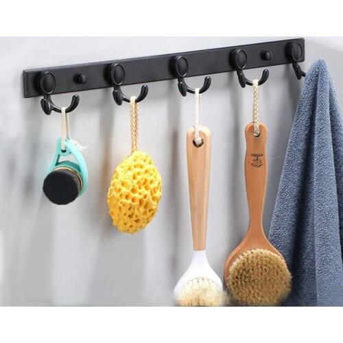 Bathroom Coat Hook Wall Hanging Metal Double Hook Design Five-row Hook Retro Door Free Punching Hook Coat Hook Storage Wall Hook