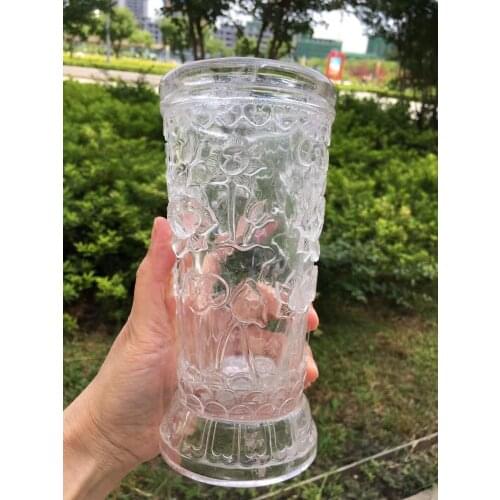 Natural White Crystal Lotus Vase, pure hand-carved, crystal transparent, the overall delicate and beautiful, can do vases, incen