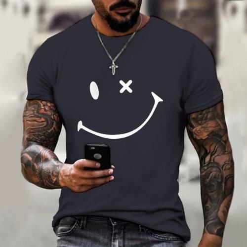 2021 summer new 3D smiling face OX printed T-shirt mens casual comfortable short-sleeved shirt funny T-shirt mens