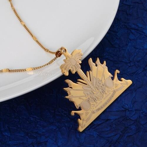 Stainless Steel Haiti Pendant Necklace Ayiti Haiti Fashion Women Gold Color Chian Jewelry