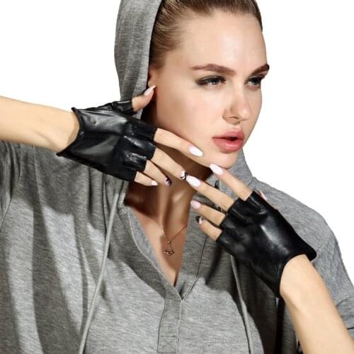 Half Finger Gloves Female Summer Thin Section Breathable Driving Non-Slip Workout Fitness Sheepskin Gloves NS108-5