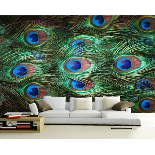 Peacock feathers modern fashion European style living room TV background wall bedroom background wallpaper decorative painting