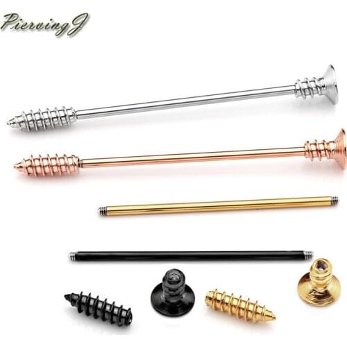 PiercingJ 14 Gauge Body Piercing Surgical Steel Cross Screw Industrial Barbell Earring Cartilage Jewelry Earrings Piercing
