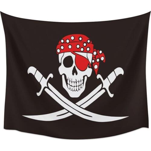 Pirate Hat Skull Bones Wall Tapestry Home Decoration Wall Hanging for Bedroom Living Room