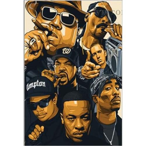 Hip Hop Poster Rap Nwa Full Square/round Drill 5D Diy Diamond Painting 3D Diamond Embroidery Cross Stitch Biggie Smalls Wu-Tang