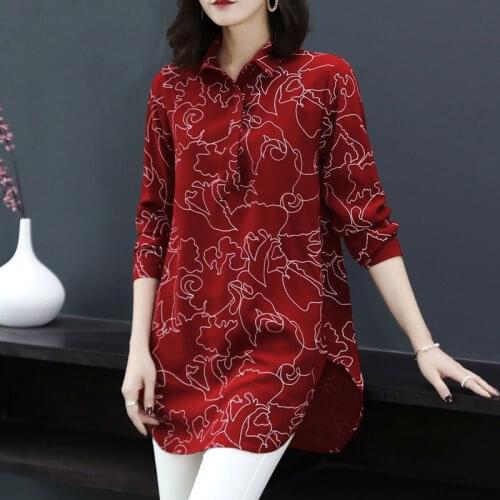 Casual Autumn Spring Shirts Women Clothing New 2020 Floral Printed Tunic Loose Long Party Vintage Blouses Plus Size Tops H228