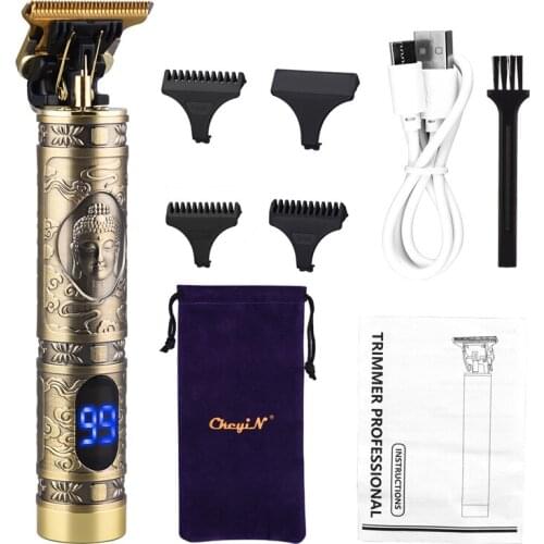 Ckeyin Profession Hair Trimmers 0mm T-Blade Electric Hair Clippers For Men LED Display Hair Cutting Shaver Machine Barber Tools