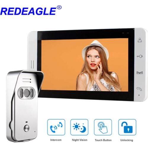 Wired Video Door Phone 7" Color Touch Button LCD With 940nm IR Night Vision Doorbell Camera Viewer Intercom System