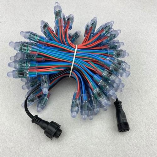 100pcs/set regulated bullet type DC12V addressable 12mm WS2811 RGB led pixel node;RGB 18AWG wire,IP68;with 2m xConnect pigtail