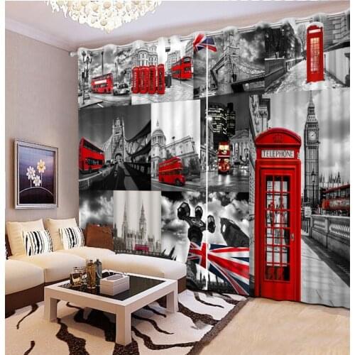Retro curtains Customized size Luxury Blackout 3D Window Curtains For Living Room building curtains black and white curtains