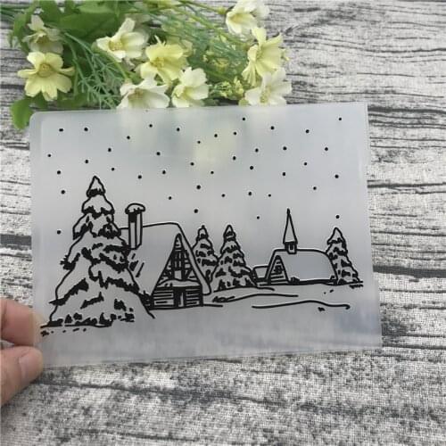 Christmas houses Plastic Embossing Folder For Scrapbook DIY Album Card Tool Plastic Template Stamps Wedding Decor
