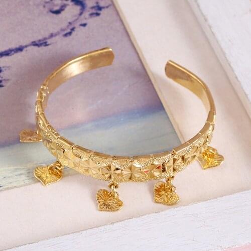 Christmas Gift Small Bangle For Baby Kids Gold Color Charm Bracelet Small Heart Jewelry Child Party Gifts
