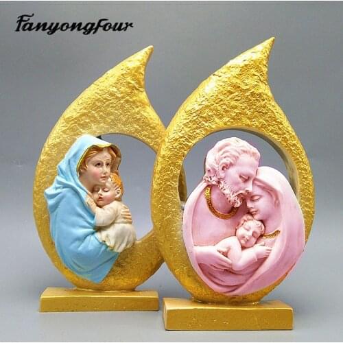 Catholic Virgin Mary Jesus Silicone Mold Fondant Cake Mold Resin Gypsum Chocolate Candle Candy Mold Free Shipping