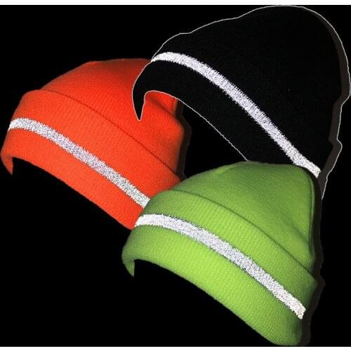 Reflective Beanie Hat Women Skullies Hat for Women Winter Skullies Warm wool Cap Gorros Female Beanies