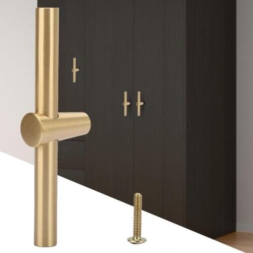 Kitchen Cupboard T Bar Door Pull Handle Brass Cabinet Handle Brushed Wardrobe Door Knob Doorknob Furniture Hardware