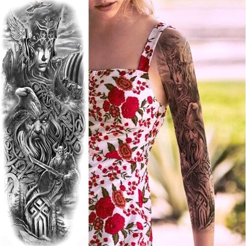Queen Princess pirate Temporary Tattoos For Men Women Body Art Full Arm Black Tatoo Waterproof Fake Tattoo Stickers Summer Style
