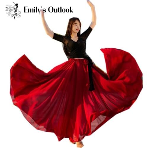 Fairy Oriental Dance Skirt Swing Belly-Dance Women Performance Outfit 720 1000 Degree Dance Costume Full Circle Maxi Skirt Red