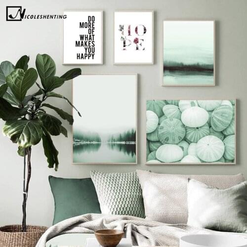 Green Forest Picture Scandinavian Abstract Poster Nordic Motivational Print Nature Scenery Wall Art Canvas Painting Modern Decor