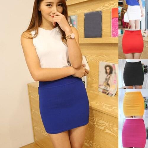 Women Sexy Micro Mini Skirts Summer Package Hip Tight Solid Short Skirt Casual Office Party Soft Multi-colored Woman Skirt M-4XL