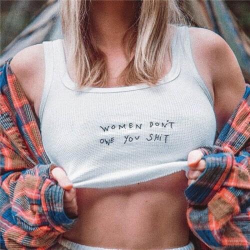 Women Tank Tops 2021 Summer Ladies Sleeveless Letter Printing Vest Casual Sexy White Crop Tops Female