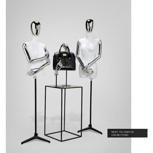 Best Quality New Arrival Fiberglass Fashion Female Mannequin Half Body Model With Base On Display