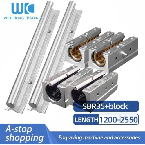 1/2 PC Aluminum Bracket Linear Guide Cylindrical Slide Rail SBR35 1200-2550mm Lengthened Copper Sleeve Slide Rail Combination