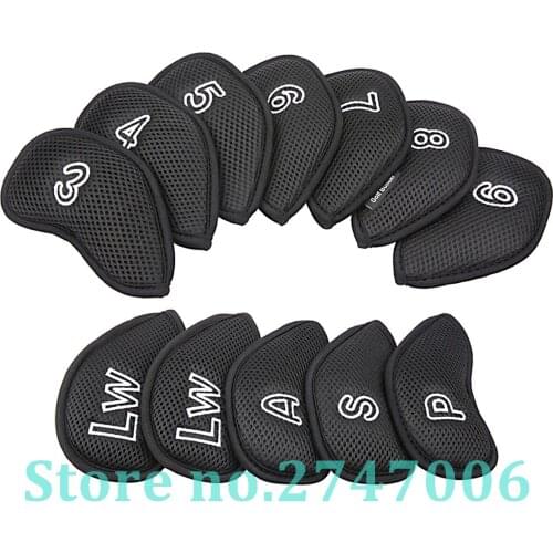 12pcs/set Golf Iron Club Headcovers Meshy Neopree iron Covers 3,4,5,6,7,8,9,P,S,A,LW,LW fit All 'Brands