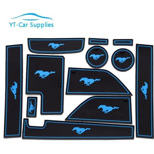 12 Pieces Door Groove Pad Armrest Box Anti-skid Pad Water Coaster Modified Interior Accessories For Ford Mustang 2015-2017