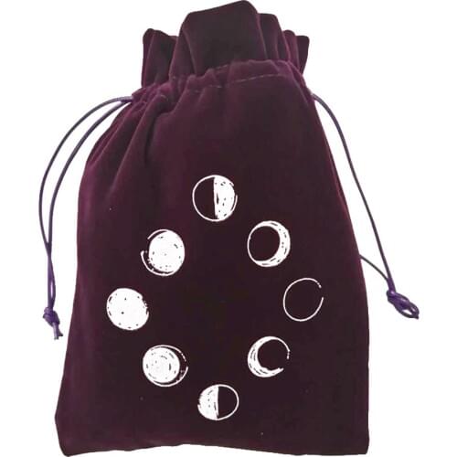 13x18CM Lunar Pattern Velvet Tarot Card Storage Bag Board Game Embroidery Drawstring Package Bag Deck Tarot Cards Container Bag
