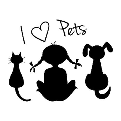 15.6CM*12.3CM Vinyl Decal I Love Pets Baby Girl Dog Cat Car Sticker Black Silver Car styling sticker