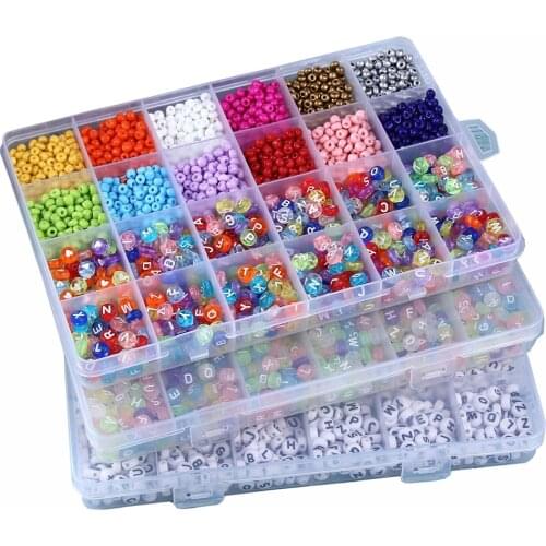24 Grids Acrylic Alphtbet Letter Beads Kit For Jewelry making Bracelet Diy Accessories Colorful Miyuki Seed Beads Set