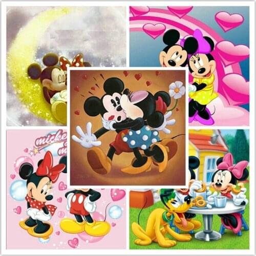 5D DIY Diamond Painting Cartoon Mickey Couple Cross Stitch Kits Full Drill Diamond Embroidery Mosaic Art Picture Home Decor Gift