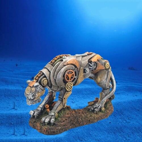 Aquarium Ornament Machine Gear Leopard Statue Micro Landscape Fish Tank Background Crafts