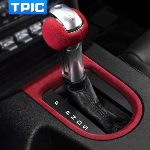 TPIC Alcantara Wrap For Ford Mustang 2015-2020 Car Gear Shift Knob Cover Trim Sticker Interior Mouldings Car Accessories