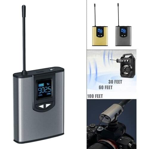 UHF Interview Wireless Lavalier Microphone Audio Monitor 50M Range Rechargeable for Mobile Phone DSLR Camera Live Recording