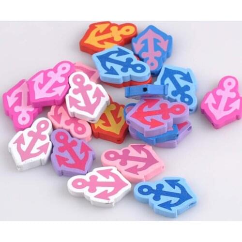 20pcs Mixed ships anchor Pattern Wooden Spacer Beads For Jewelry making 29x20mm MT1452X