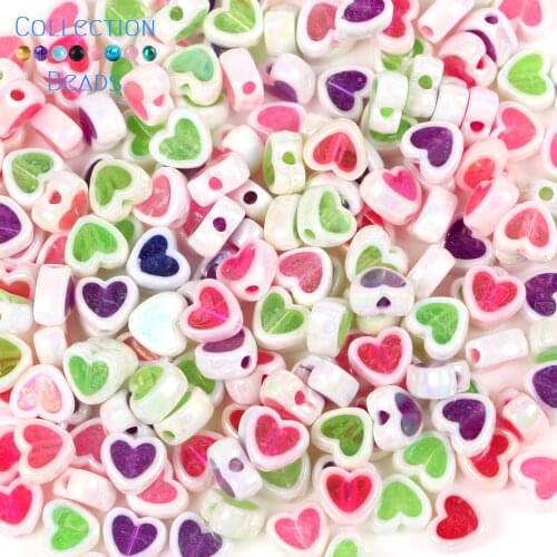 7x4mm 100-300pcs AB Colorful Acrylic Love Heart Shape ​Beads In Beads For Jewelry Making Supplies Handmade DIY Necklace Bracelet