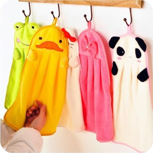 Nursery Hand Towel Soft Plush Fabric Cartoon Animal Wipe Hanging Bathing Towel for Kid BS042
