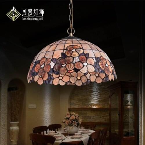European Tiffany Shell Shell Pendant Light Single Bedroom Lamp Waratah Restaurant Bar Dining Room Hanging Lighting Ing deco
