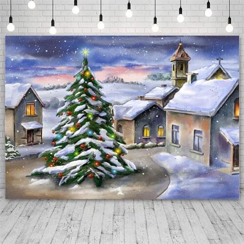 Avezano Backdrop Merry Christmas Tree Winter Bell House Photography Backgrounds For Photo Studio Photozone Photocall Decor Props