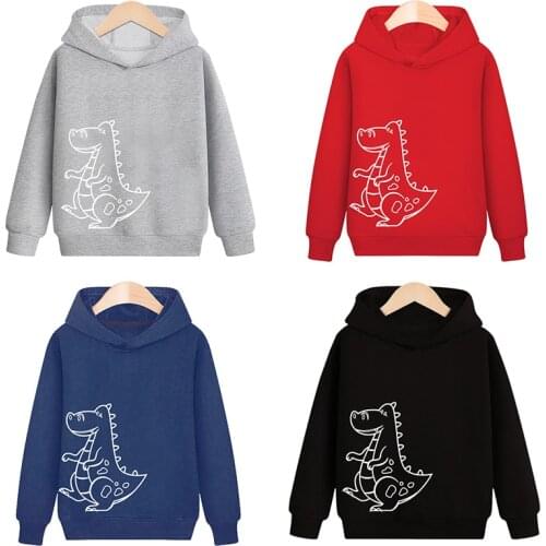 Hoodies Cartoon Dinosaur Print Sweater Toddler Boys Girls Baby Sweatshirt Casual Hooded Children Clothes Fashion Spring Autumn