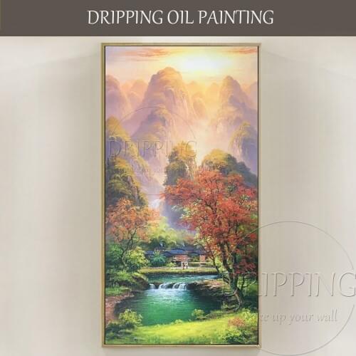 Skilled Artist Pure Hand-painted High Quality Impressionist Landscape Oil Painting on Canvas Mountain and Country Oil Painting