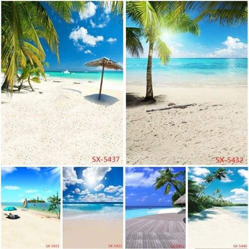 Summer Tropical Sea Beach Palms Tree Photography Background Child Portrait Photo Backdrops Photo Studio Props 2157 YXFL-03