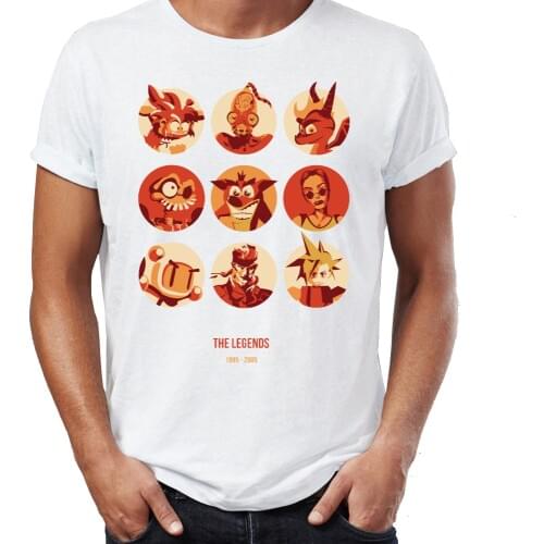 Mens T Shirt Spyro Crash Bandicoot Snake Lara Ps Gaming Legends Awesome Artwork Printed Tee
