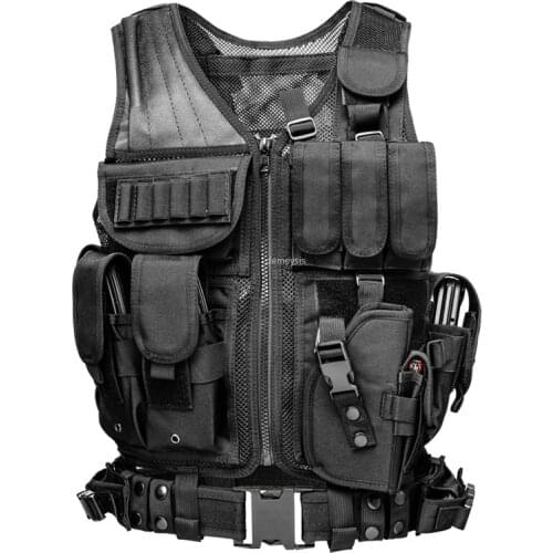 Mens Army Tactical Combat Vest Molle Military Airsoft Paintball Sports Vests Multiple Detachable Pocket Shooting Hunting Vest