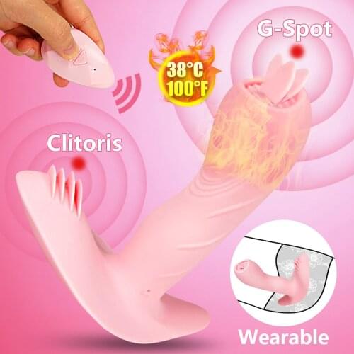 Wearable Butterfly Vibrator Clitoris Stimulator G Spot Dildos Massager Heating Wireless Remote Vibrators Sex Toys for Women