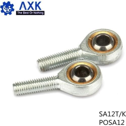 POSA12 (4pcs) Free shipping SA12T/K POSA12 12mm right hand male outer thread metric rod end joint bearing POS12A