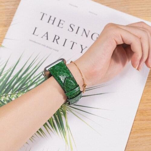 Snakeskin Watch band For Apple Watch Series 5/4/3/2/1 for I Watch Strap Genuine Leather Watch Band 38mm/40mm/42 mm/44 mm