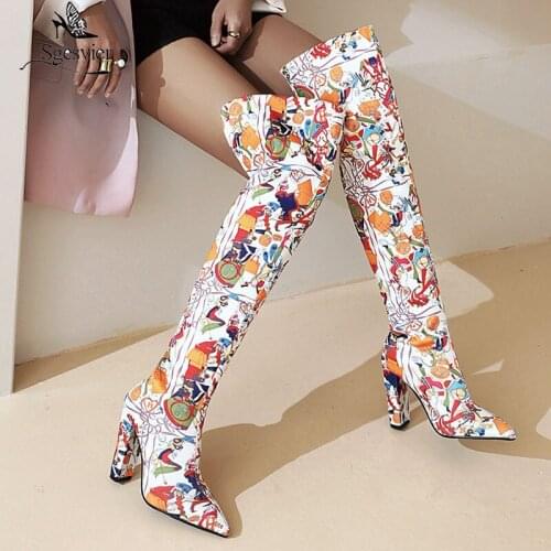 Sgesvier 2021 Big Size 34-43 Women Boots Extreme High Heels Pointed Toe Over The Knee Boots Solid Color Winter Boots