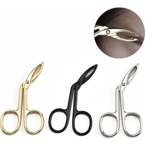 Stainless Steel Elbow Eyebrow Pliers Clip Scissors Tweezers Straight Pointed Professional Eyebrow Plucking Makeup Beauty Tools